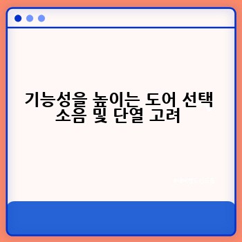 기능성을 높이는 도어 선택 소음 및 단열 고려