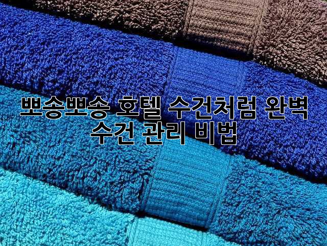 뽀송뽀송 호텔 수건처럼! 완벽 수건 관리 비법